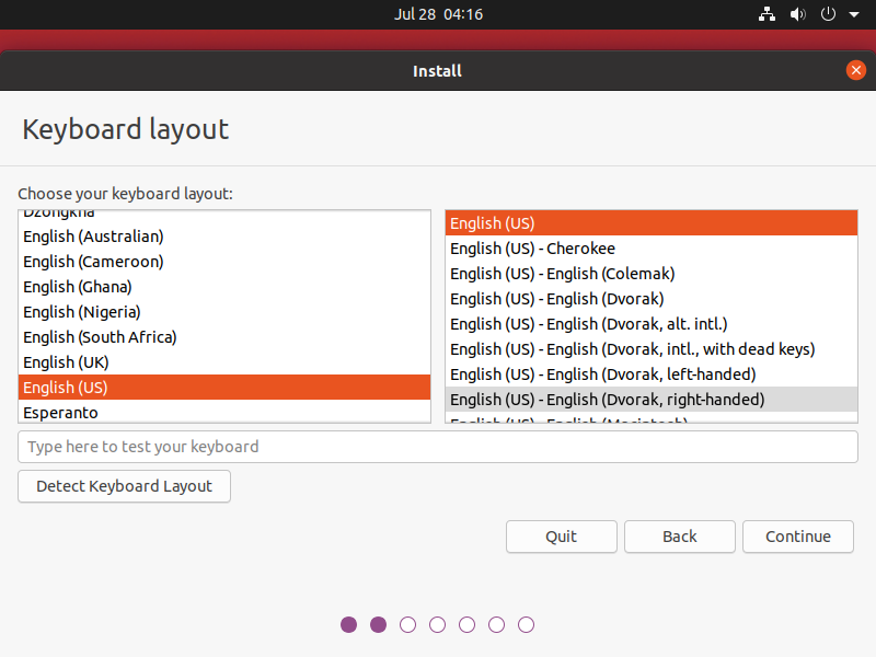 choose keyboard layout