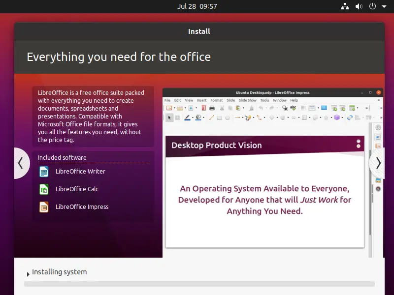 Ubuntu 20.04 LTS installation begins