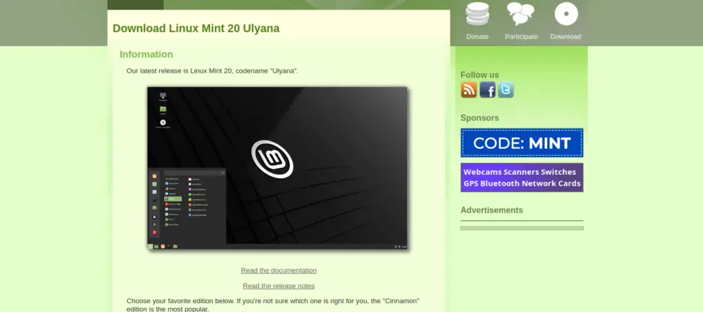 download linux mint 20 from linuxmint.com