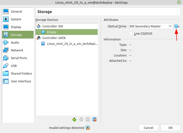 From the side panel click on the disk icon and select " Choose a disk file"