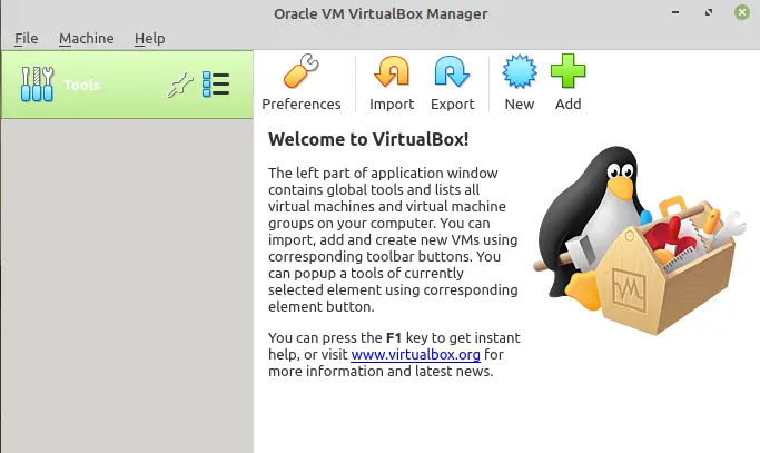 virtual box installation completed