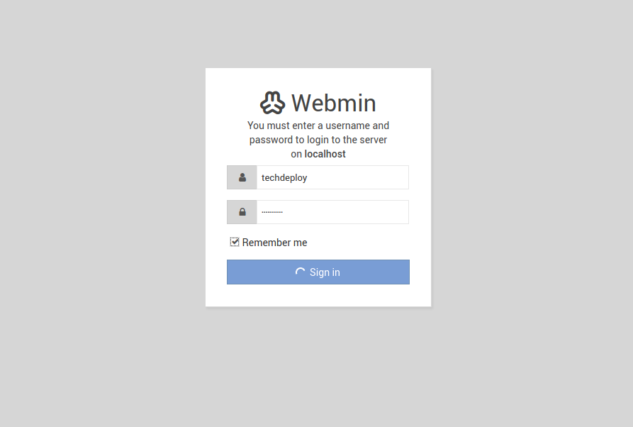 webmin login panel