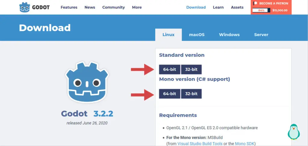 choose the version of godot