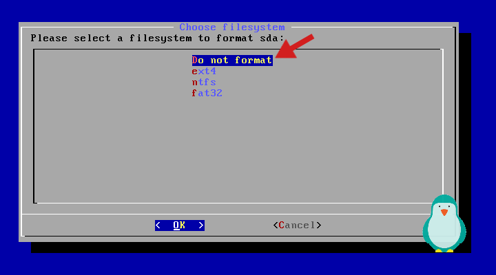 do not format the disk for phoenix os