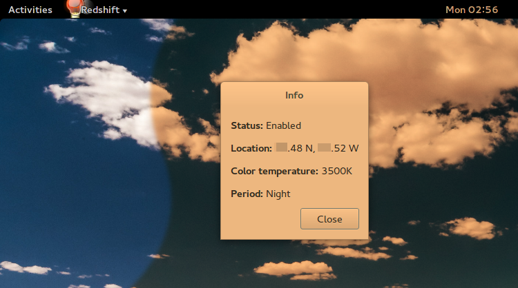 redshift blue light filter for linux