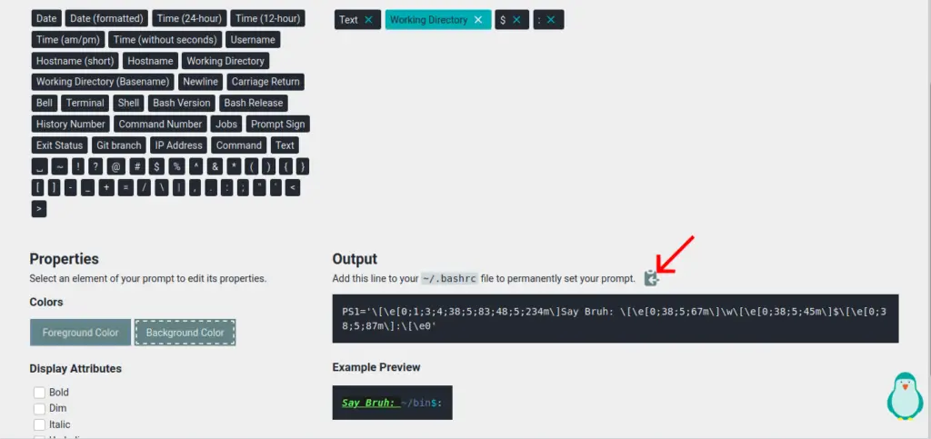 copy the terminal customization code