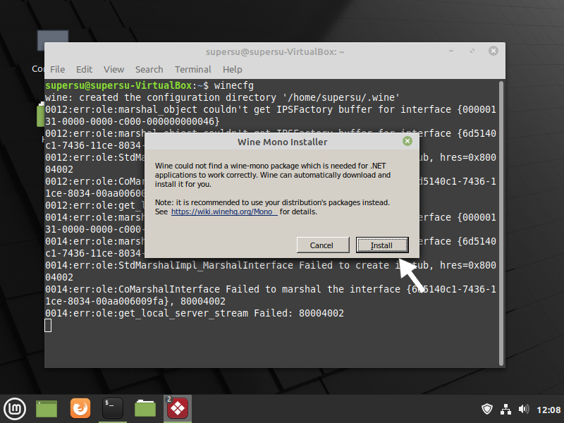 Установка и настройка wine в linux mint 20