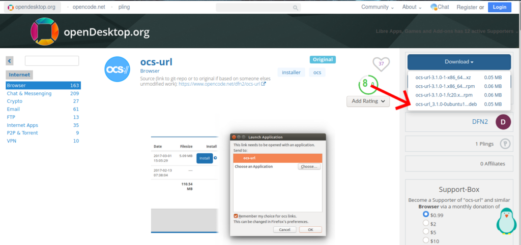 download ocs url from gnome-look