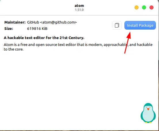click on install package to install atom