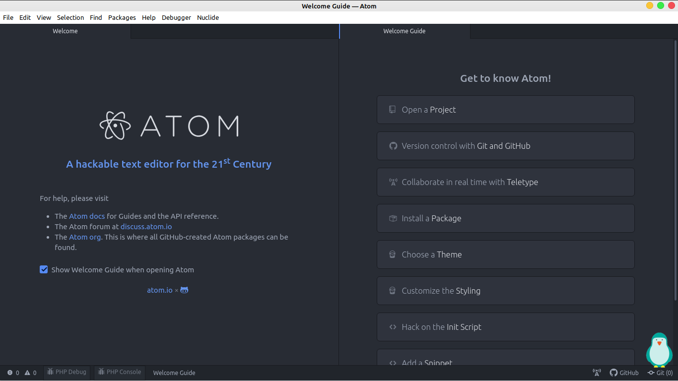 Как установить atom на linux