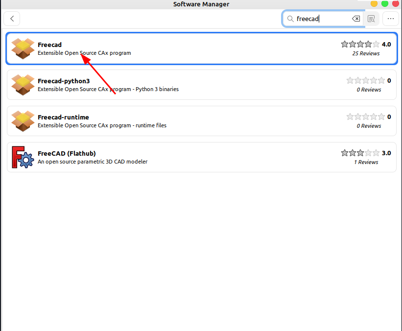  install freecad on linux from software manager