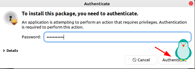 fill in your password to authenticate