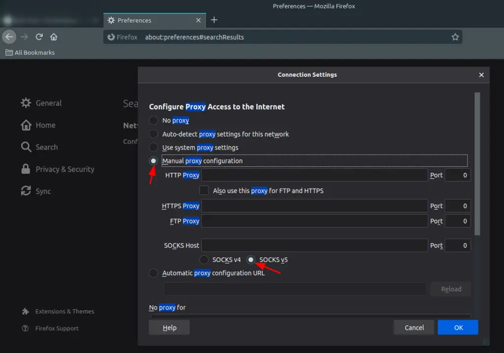 tor proxy setting