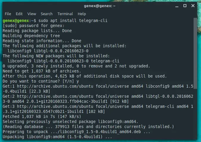 install telegram on linux