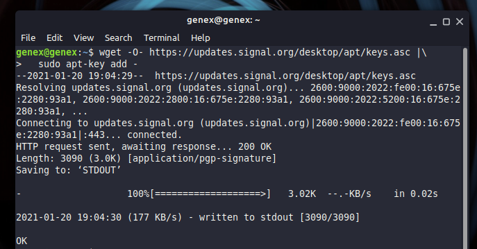 add signing key for signal to you rpc