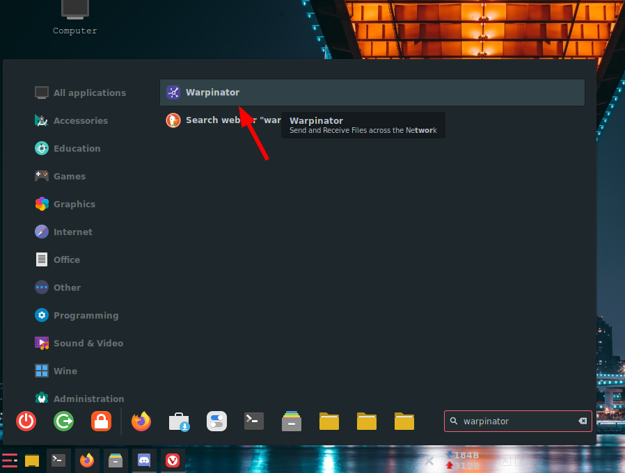 open warpinator on linux
