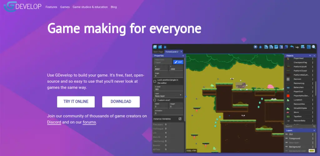 gdevelop game engine for linux