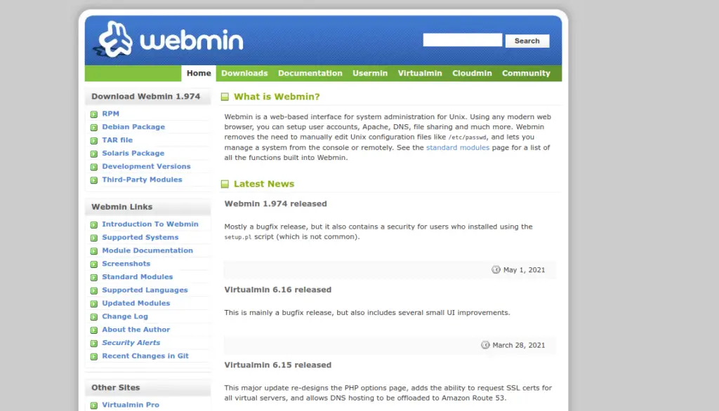 linux webmin